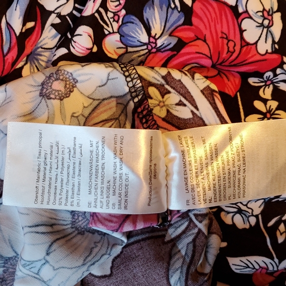 Ulla Popken Floral print Empire Dress short sleeve w/side pockets Stretchy 5X - Picture 10 of 12